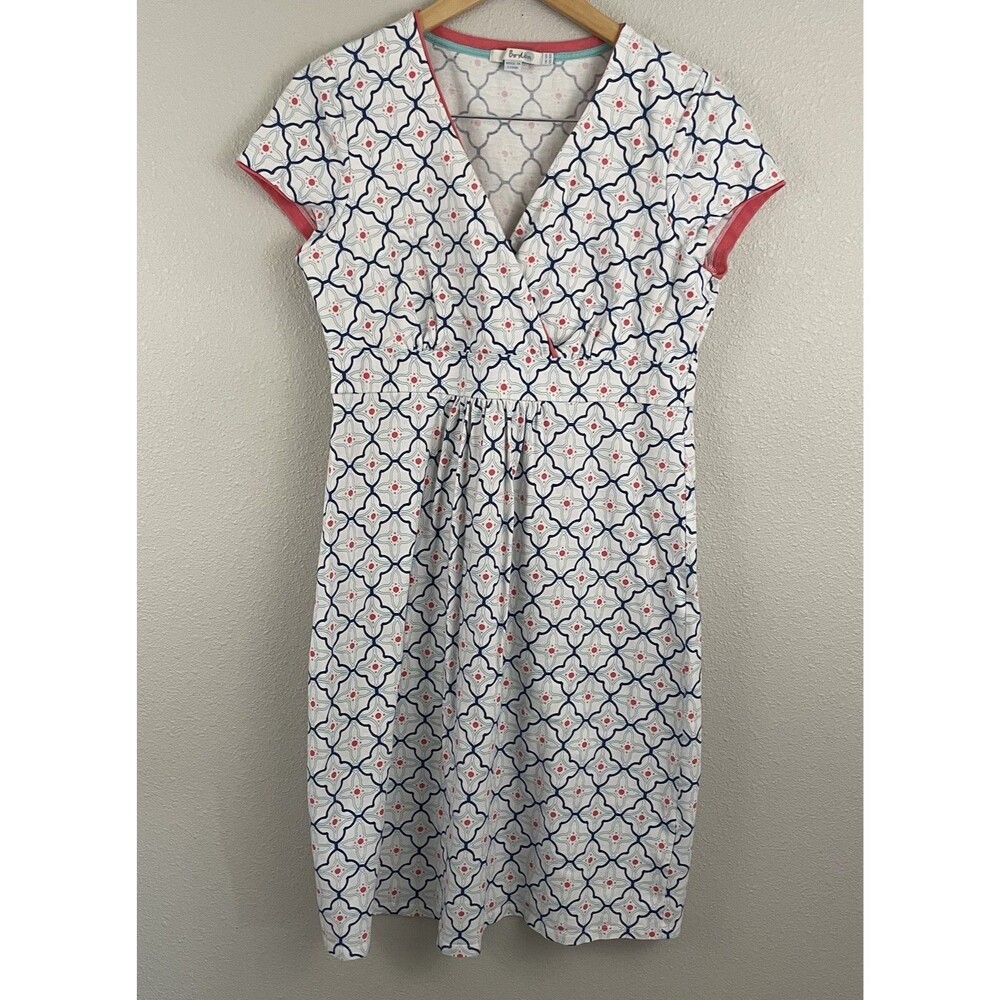 Boden Womens 10 Casual Jersey Dress Faux Wrap V Neck